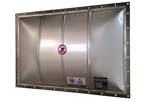 vent panel, burst, dust protectionst,SINGLE, REINFORCED DOME PANEL,Fire and explosion protection,VIGILEX VD-HV Specifically designed for environments with high pressure or vacuum conditions, VIGILEX VD-HV offers robust protection against pulsations, ensuring safety for equipment and personnel. With its integrated flange and sealing, VIGILEX VD-HV meets safety standards, providing optimal dust protection. Standard burst pressure is 0.1 bar (max. 0.5 bar) at 22°C (72°F).