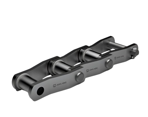 JOHN KING Welded Steel Chains have become a preferred choice in many high duty grain handling applications. The series employs an offset side plate, a bush circumferentially welded to the side plate with a pin subject to heavy interderence fit of normally cottered construction. The side bar crank profile includes a “long landing” to allow maximum area for welding. The standard KING chain has heat treated parts, including an induction hardened pin and bush for optimum performance in high duty applications. The chain is generally utilised with polyethylene flights of various forms bolted to steel backing plates which in turn are welded to the chain.
